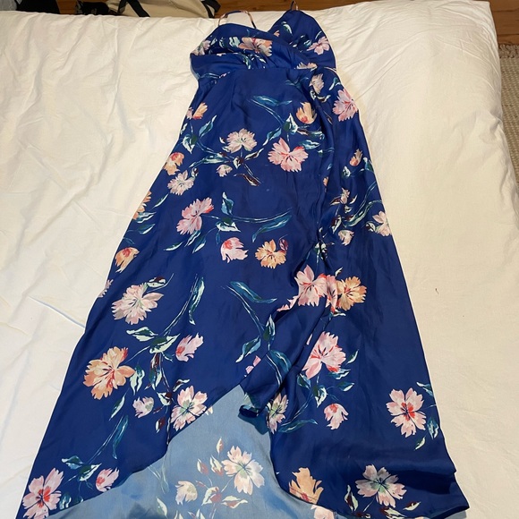 Lulu’s Wylden royal blue satin lace-up dress - Picture 6 of 10